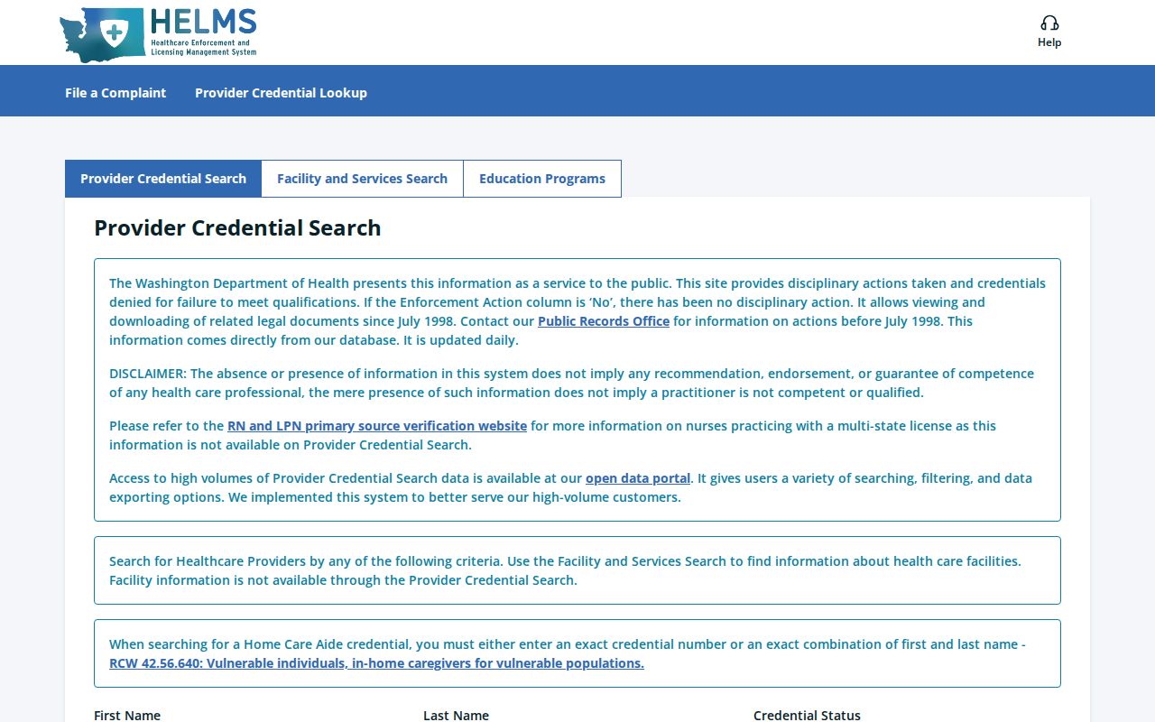 Salmon Creek people search in Washington health credentials