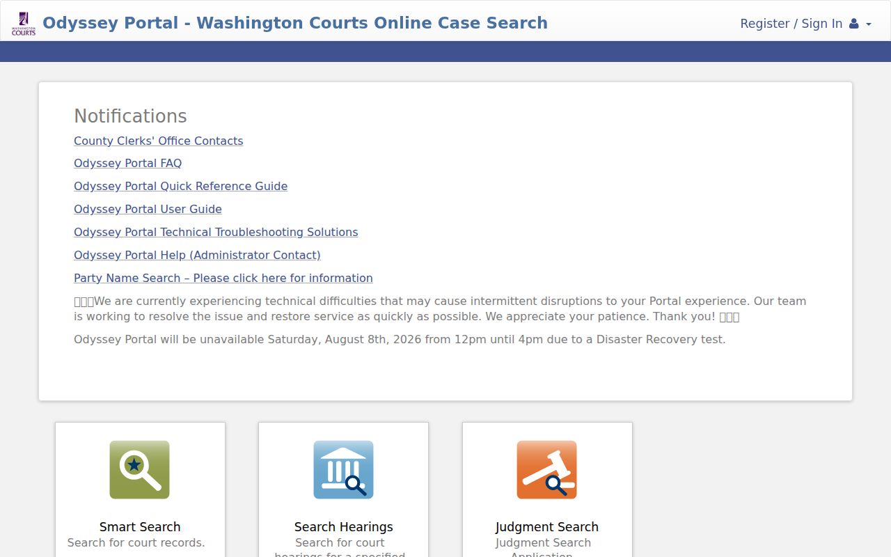 Salmon Creek people search through Washington Odyssey court records